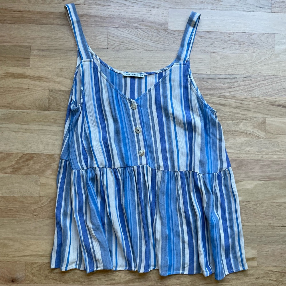 Blue striped peplum top